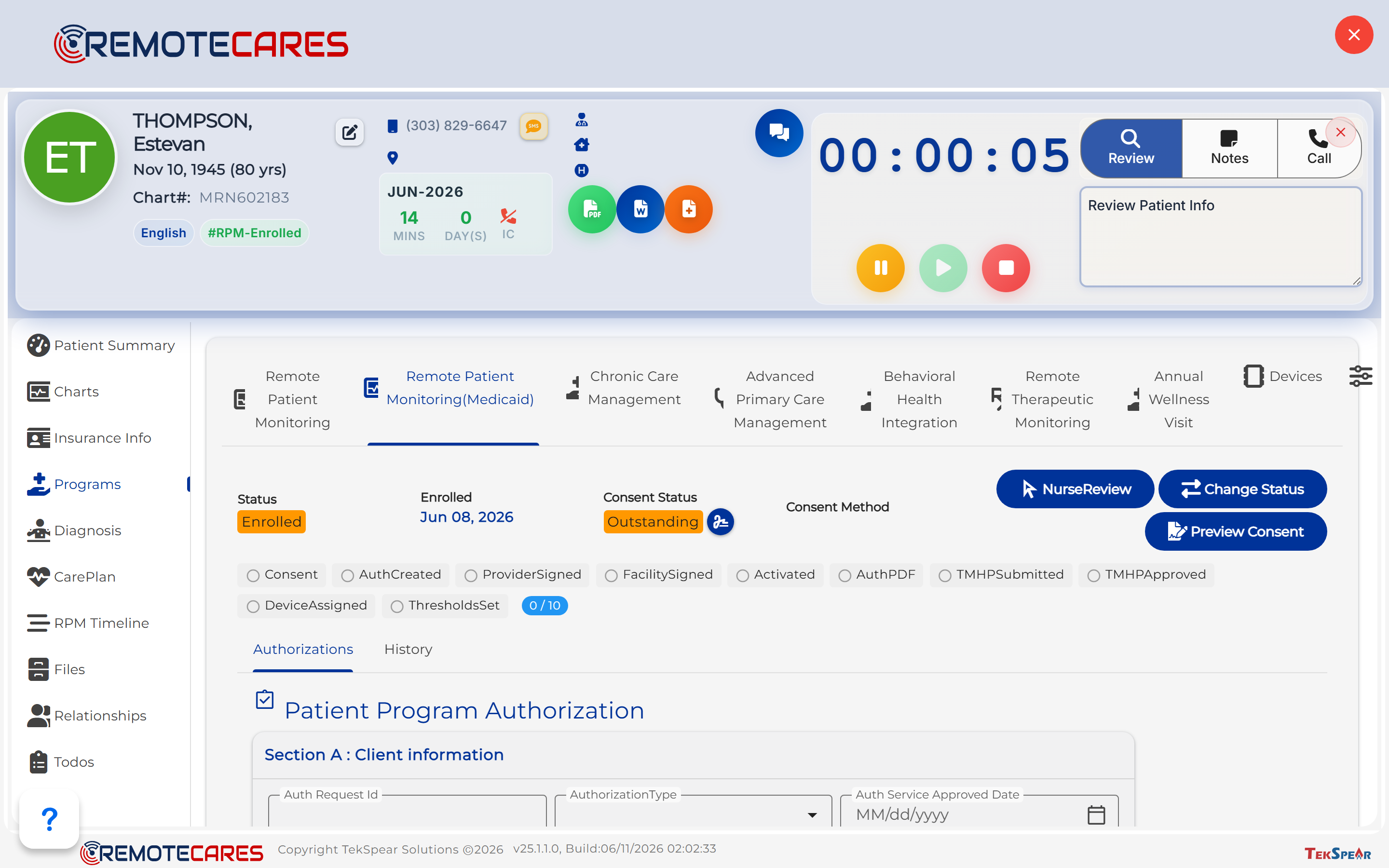 RemoteCares enroll a patient in Texas Medicaid RPM